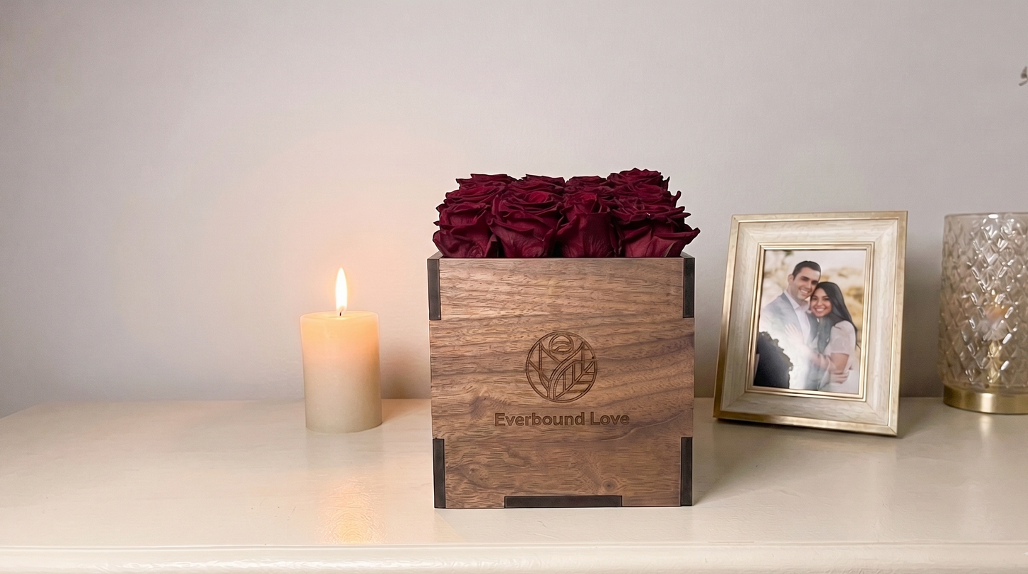 Classic 16 Rose Walnut Box Dark Red
