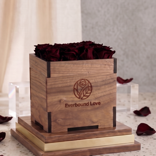 Classic 16 Rose Walnut Box Dark Red