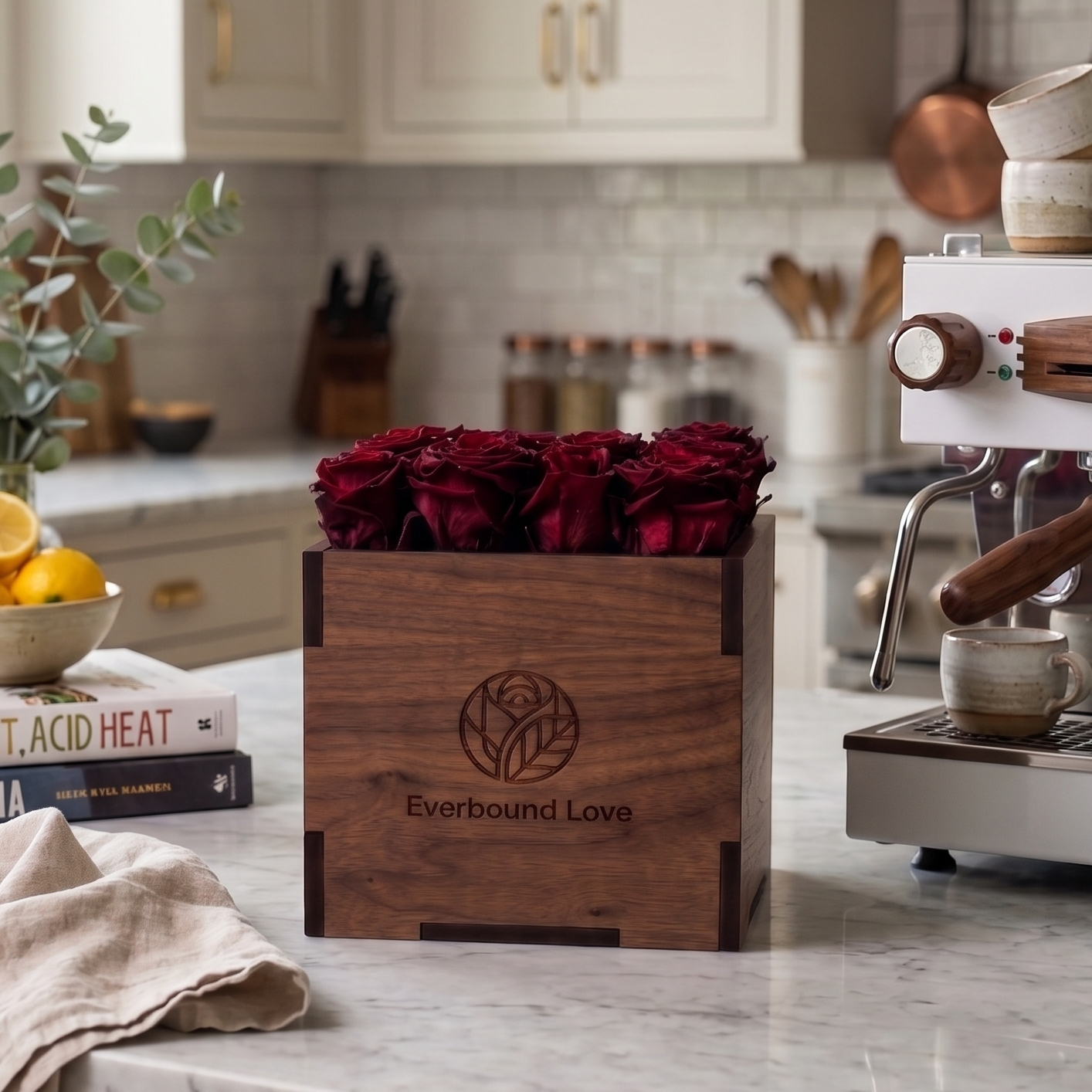 Classic 16 Rose Walnut Box Dark Red